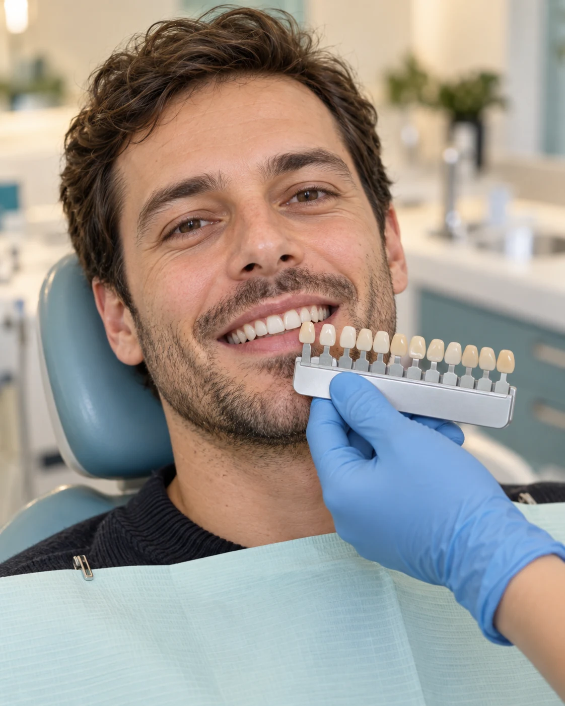 Valutazione del colore dei denti con una scala cromatica professionale